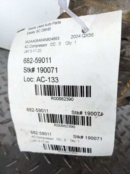 AC Compressor Thru 11/06 Fits 04-07 INFINITI QX56 882390