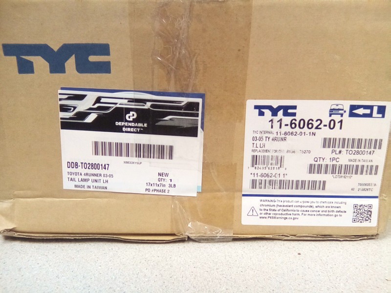 TYC Tail Light Unit for Toyota 4Runner 03/05 Left Side 11-6062-01
