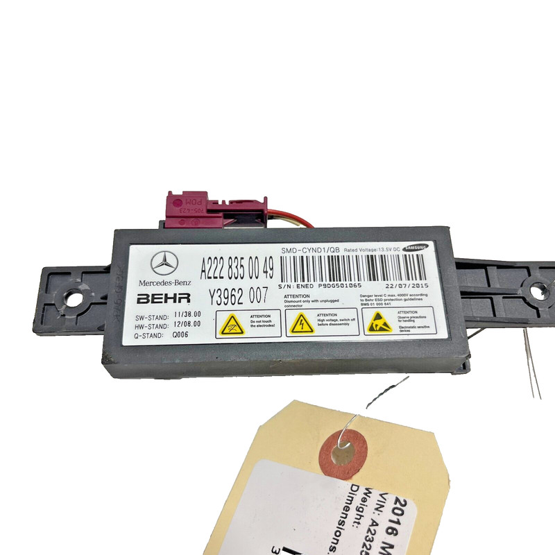 MERCEDES S550 W222 2015-2017 DASH AIR VENT DUCT IONIZER CONTROL MODULE UNIT OEM