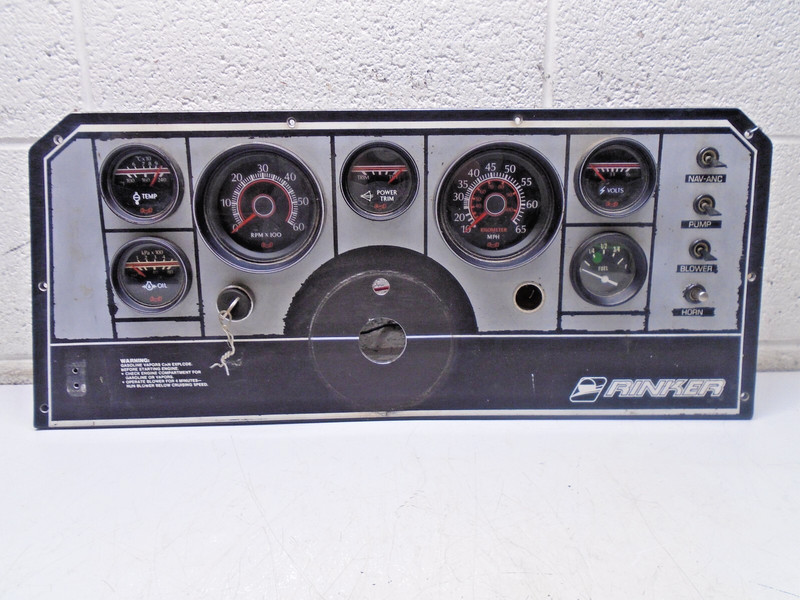 CD1 Marine Rinker Gauge Cluster Dash Panel Fuel Volt MPH RPM Temp Oil Trim