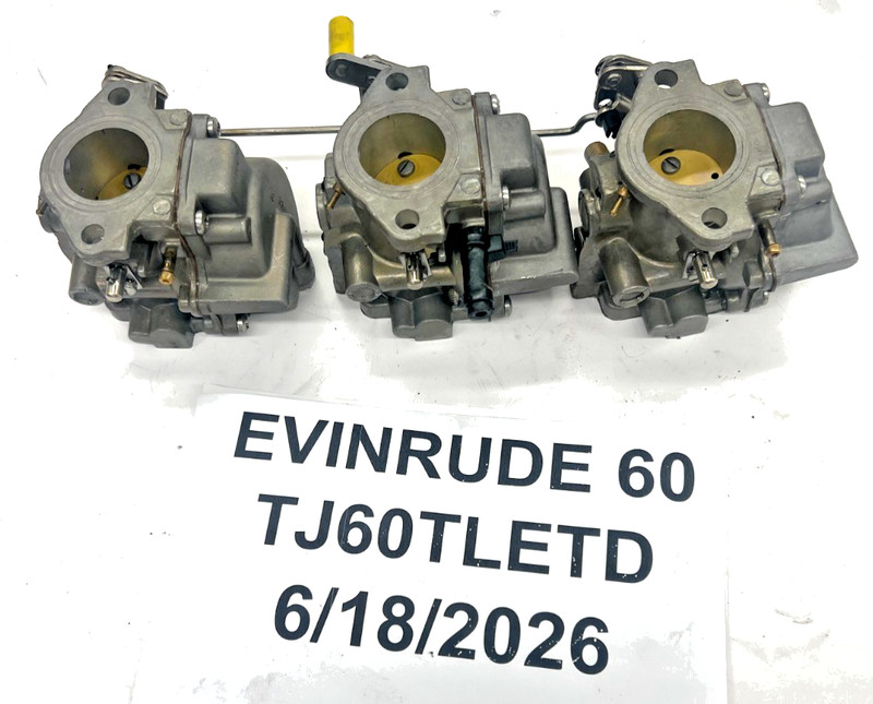 OEM Johnson Evinrude 60HP Carbs Carburetors 3 Cylinder 0439452 Freshwater