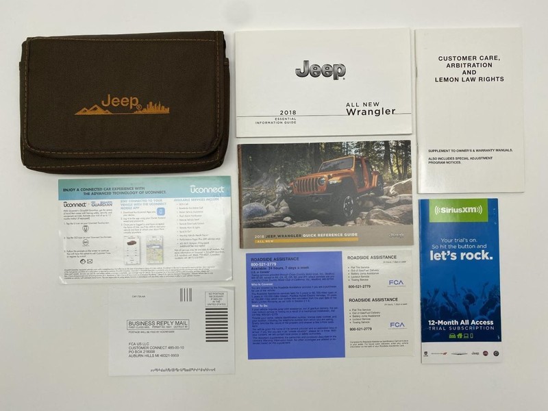 Owners Manual Essential Information Guide 2018 Jeep Wrangler 86748
