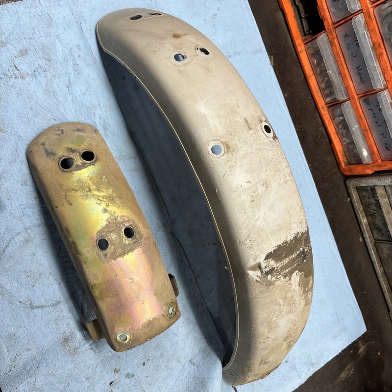 1978 Kawasaki KM100 Vintage Enduro Motorcycle Rear Fender And Metal Support