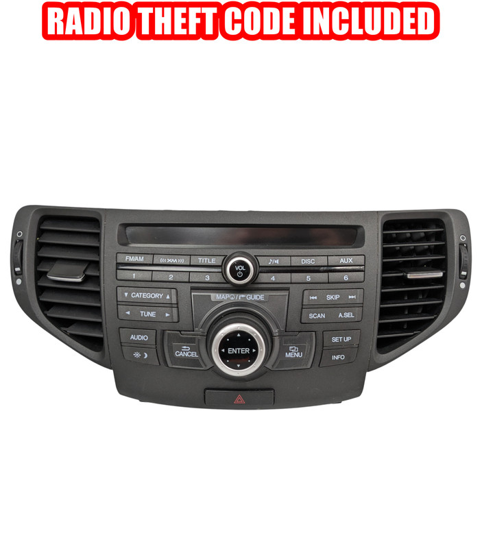 W/ CODE 09-10 Acura TSX Radio Stereo CD Player Navigation Control Air Vent OEM