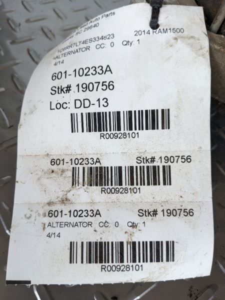 Alternator New Style 6 Lug Wheel 180 Amp Fits 19-20 DODGE 1500 PICKUP 928101