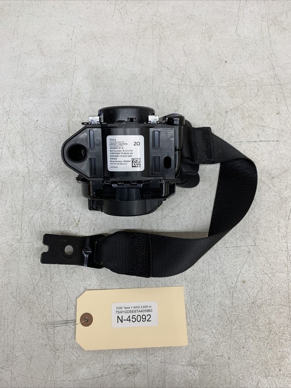 2026 Tesla Model Y Rear LH or RH 2nd Row Seat Belt Assy 3856805-N1-E 45092 B15