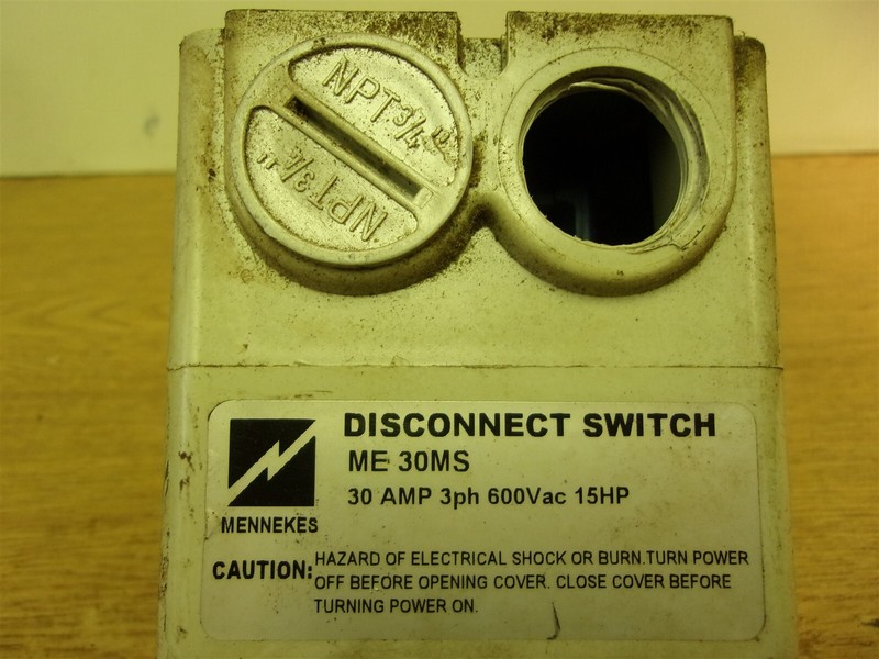 Mennekes Disconnect Switch ME 30MS 3Ph 600V 15HP *FREE SHIPPING*