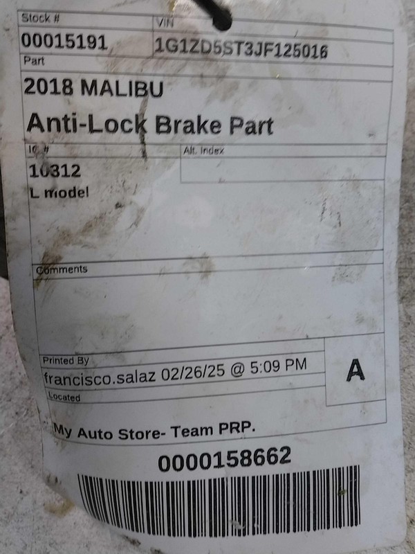 2018 Chevrolet Malibu ABS Hydraulic Assembly OEM 84205180 128K Miles Grey