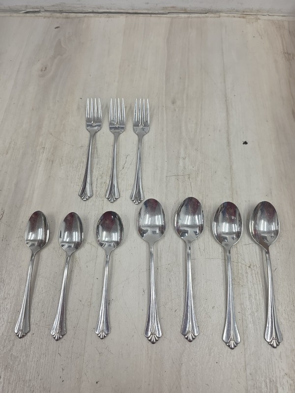 10 Oneida Community ROYAL FLUTE Spoon Fork LotStainless