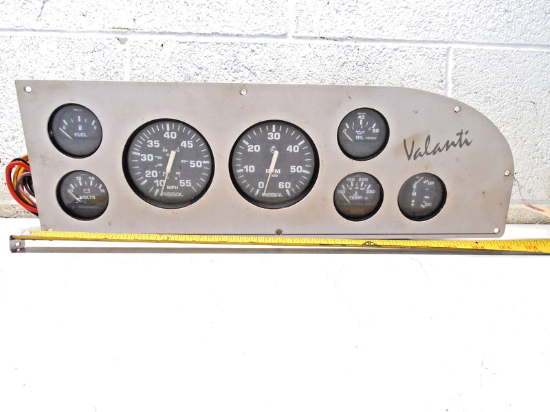 O1 Valanti Dashboard Panel w/ Faria Gauges Boat MPH RPM Fuel Oil Volts Temp Trim