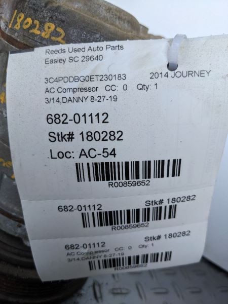 AC Compressor Without Rear AC Fits 11-19 JOURNEY 859652