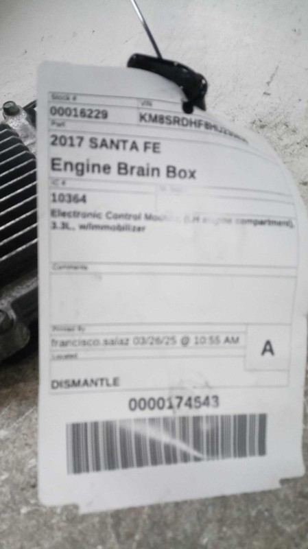 2017 Hyundai Santa Fe Engine Control Module ECM Black OEM 391103CDP0 6M Warranty