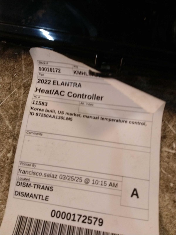 2022 Hyundai Elantra A/C Selector Switch OEM Grey 29K Miles Warranty