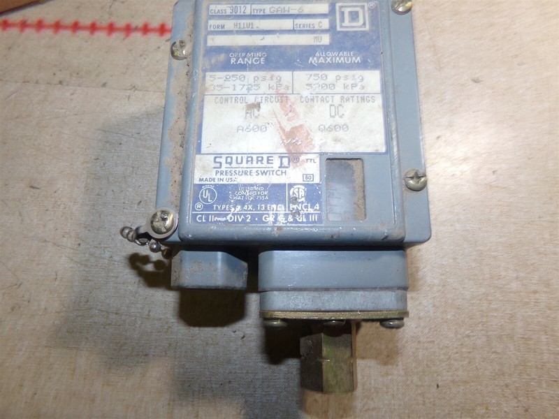 Square D Class 9012 Type GAW-6 Series C HIIVI Pressure Switch *FREE SHIPPING*