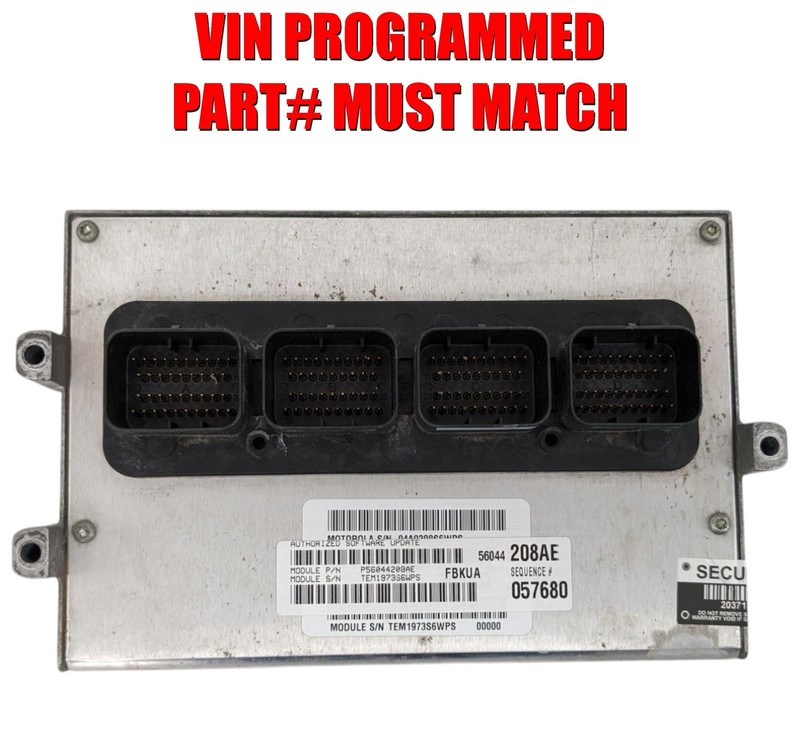 2004 Liberty 3.7L AT Engine computer P56044208AE " VIN PROGRAMMED" ECM PCM