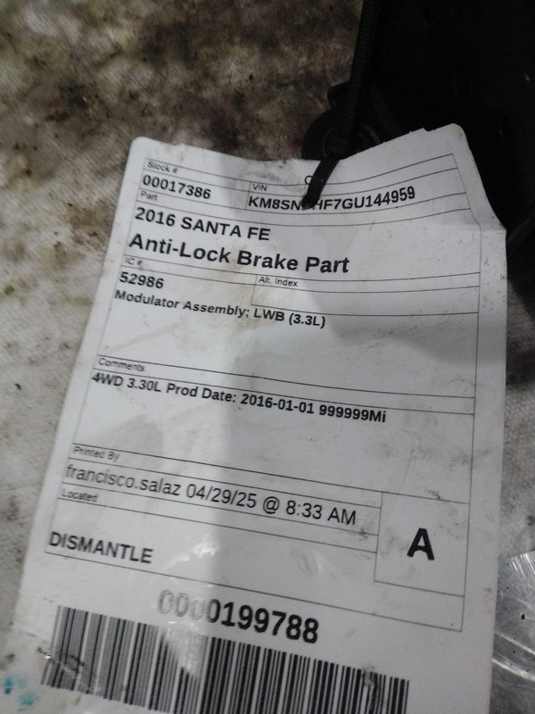 2016 Hyundai Santa Fe ABS Modulator Assembly OEM Brown 3.3L 114K Miles