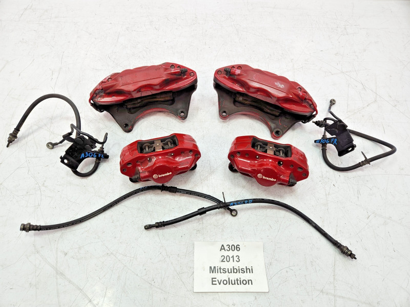 ✅08-15 OEM Mitsubishi Evolution Front Rear Brake Calipers Red SET