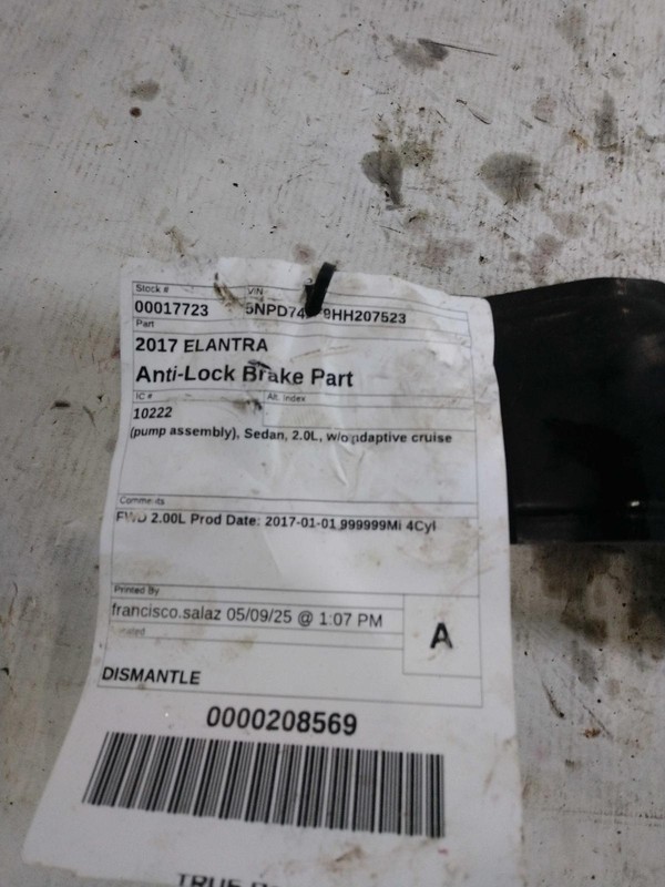 2017 Hyundai Elantra ABS Pump & Motor Assembly 126K Mi OEM 58920F2500