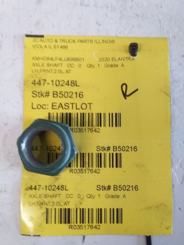Driver Axle Shaft Front Automatic Transmission 2.0L Fits 17-20 ELANTRA 3517642