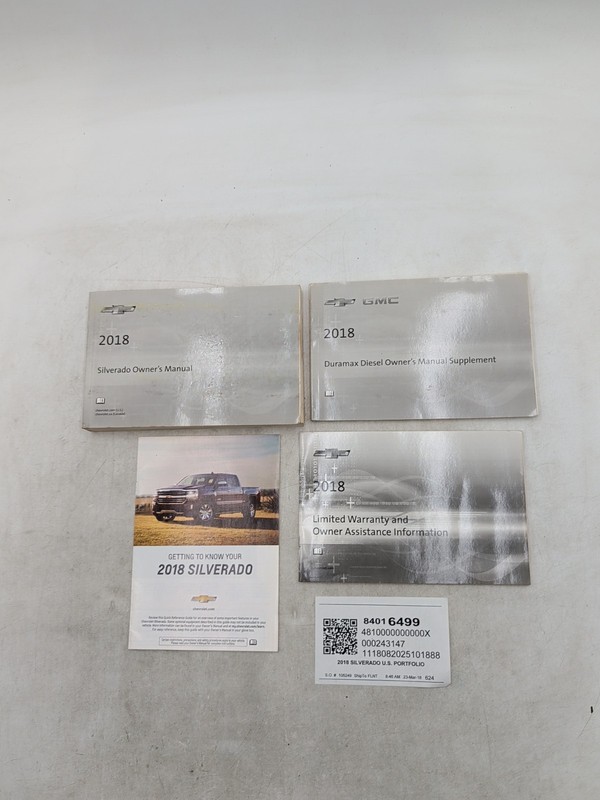 2018 Chevy Chevrolet Silverado Owners Manual With Duramax Diesel Supplement