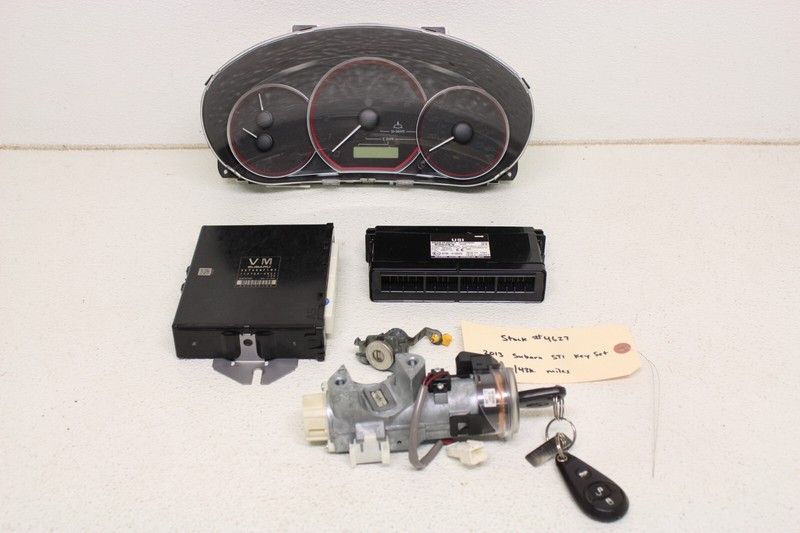 Subaru STI ECU Gauge Instrument Cluster Key Set Ignition Lock 43k Miles Oem 2013