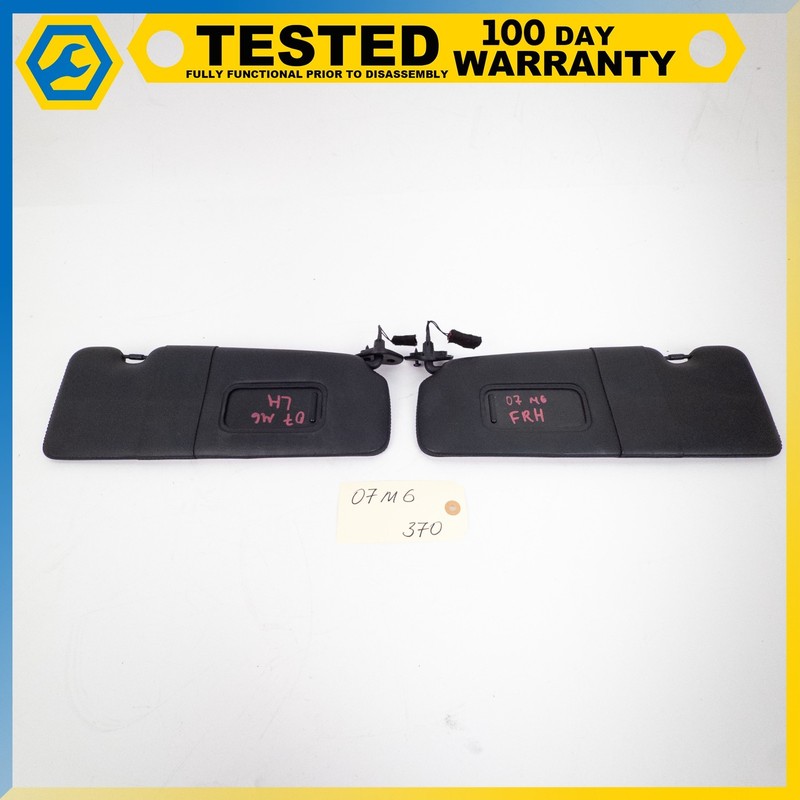 04-10 BMW M6 650I CONVERTIBLE FRONT LEFT & RIGHT SUN SHADE VISOR BLACK SET OEM