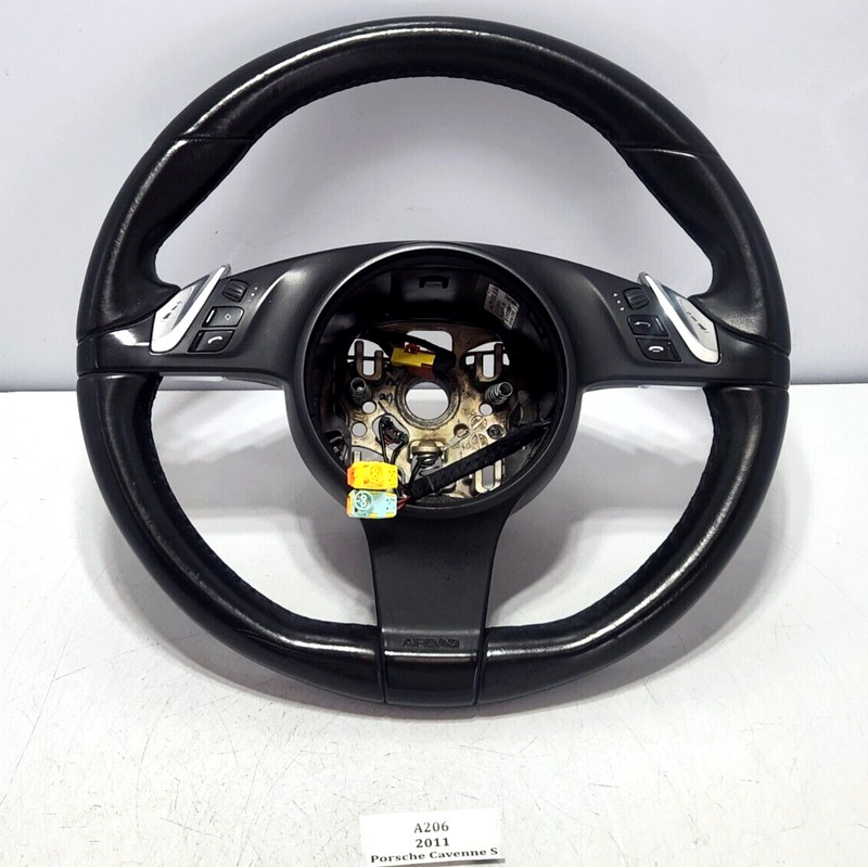 ✅ 11-14 OEM Porsche Cayenne S 958 Steering Wheel Leather Black W/ Control Switch
