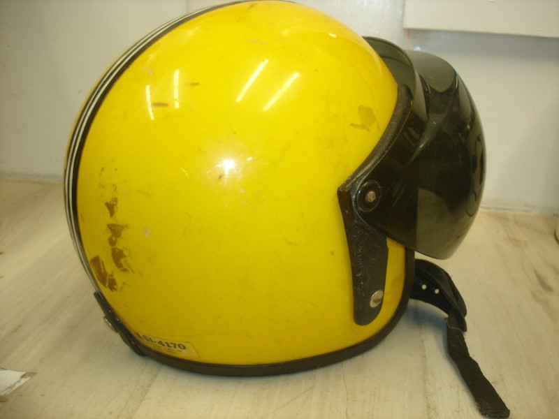 Vintage LSI-4170 yellow pinstripe bubble shieldhelmet size large