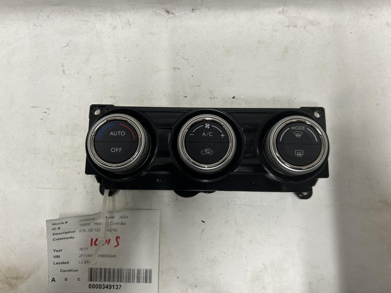 2017 SUBARU WRX Heat AC Controller 2.0L 72311VA210 60k miles OEM 17