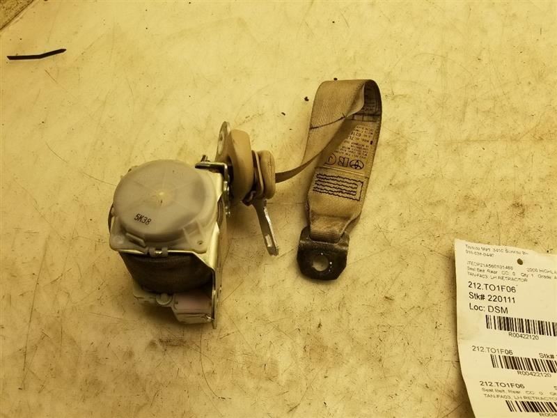 2006 TOYOTA HIGHLANDER DRIVER SIDE REAR SEAT BELT ASSEMBLY