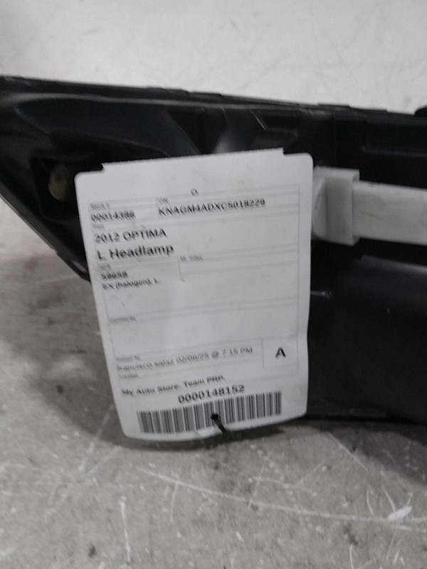 2012-2013 KIA OPTIMA Left Headlight Assembly Halogen Aftermarket 226400