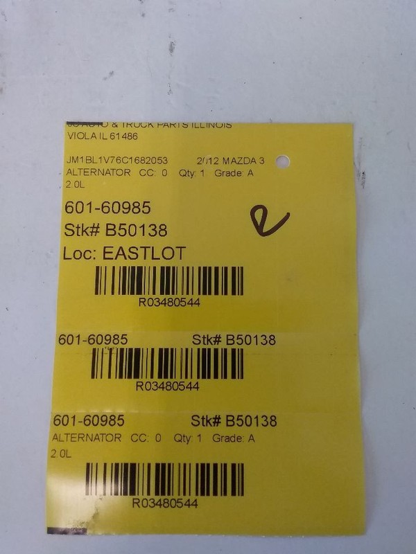 Alternator 6 Speed VIN 7 8th Digit Fits 12-13 MAZDA 3 3480544