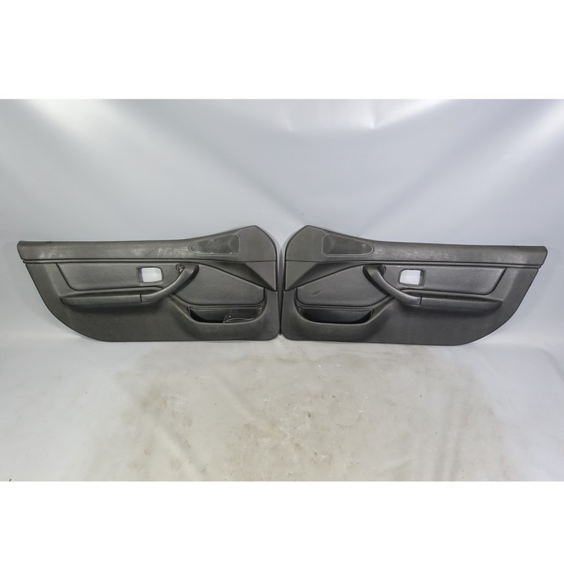96-02 BMW Z3 Roadster Front Interior Door Panel Trim Skin Pair Black Leather OEM