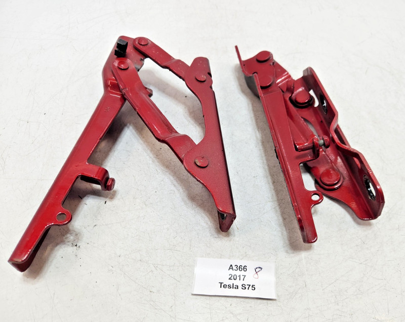 ✅ 12-20 OEM Tesla Model S Front Left Right Active Hood Hinge Bracket Red SET