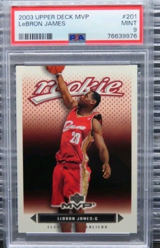2003-04 Upper Deck MVP LeBron James RC Rookie #201 Cavaliers PSA 9 MINT (76)