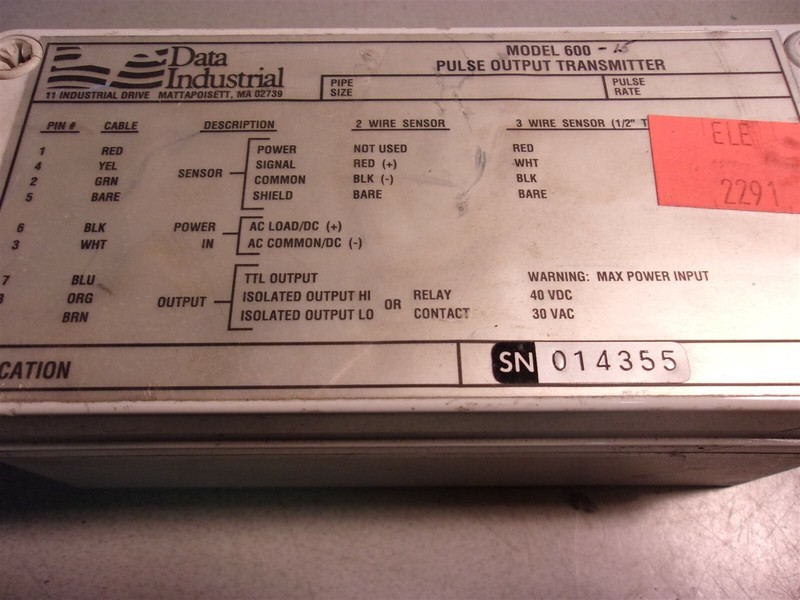 Data Industrial 600-15 Pulse Output Transmitter*FREE SHIPPING*