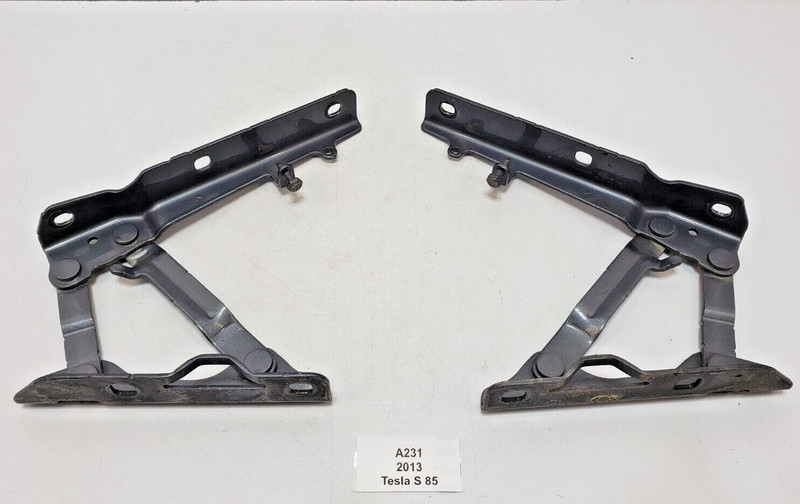 ✅ 12-20 OEM Tesla Model S Front Left Right Bonnet Hood Hinge Bracket Gray SET