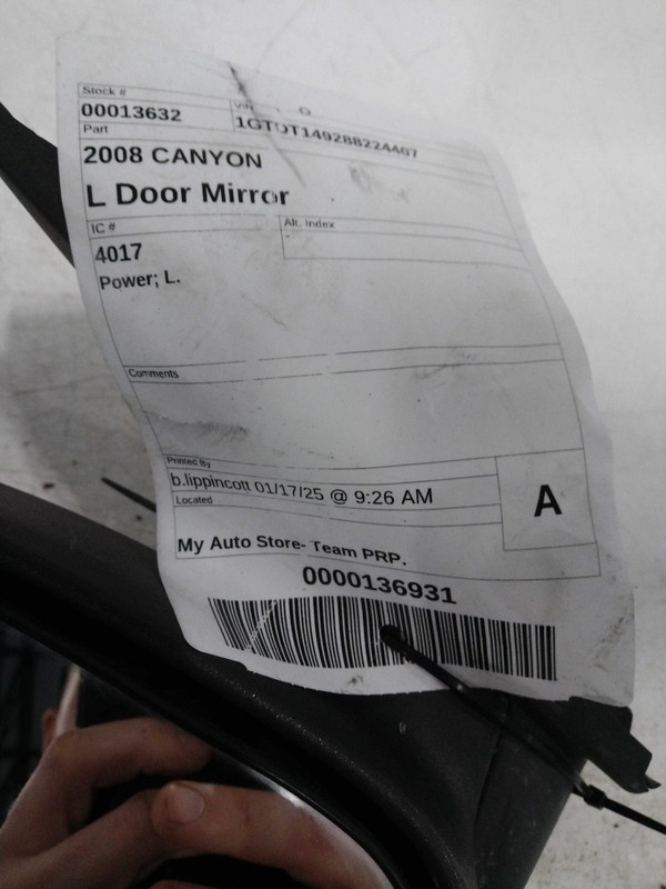 2008 GMC Canyon Left Door Mirror Assembly Black OEM 113K Miles NJ25-13632-372878