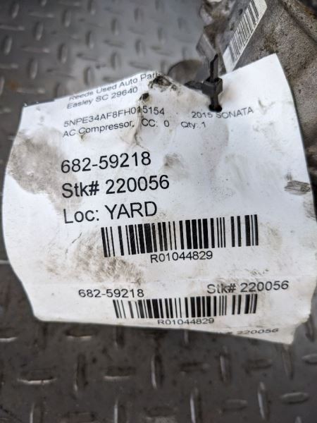 AC Compressor VIN B 8th Digit Turbo Fits 15-17 SONATA 1044829