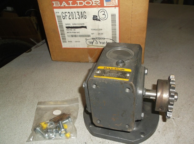 Baldor GF2013AG/GR0131C076 Gear Reducer 1750 RPM with Hardware *FREE SHIPPING*