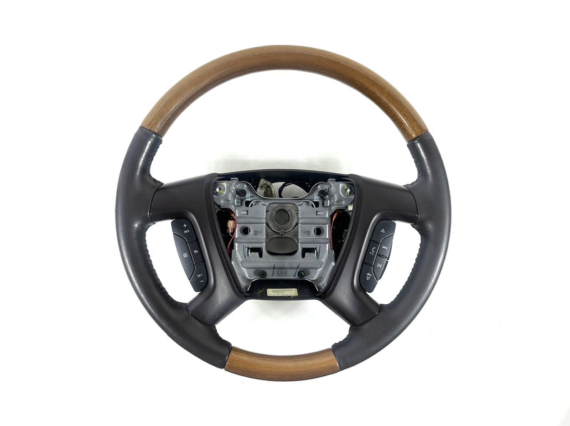 2008-2012 Buick Enclave Steering Wheel With Controls Wood Brown Leather OEM