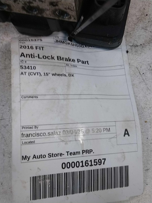 2016 Honda Fit ABS Hydraulic Assembly OEM Black 57111T5RA00 111K Miles