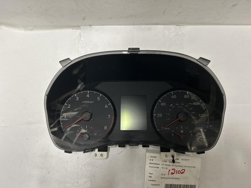 2018 ACCENT Speedometer 1.6L 1k miles OEM 94001J0030 18