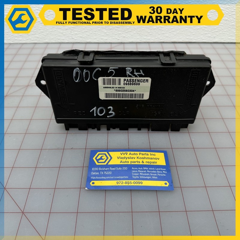 00-03 Chevy Corvette C5 FRONT RIGHT PASSENGER DOOR CONTROL MODULE OEM 09389699
