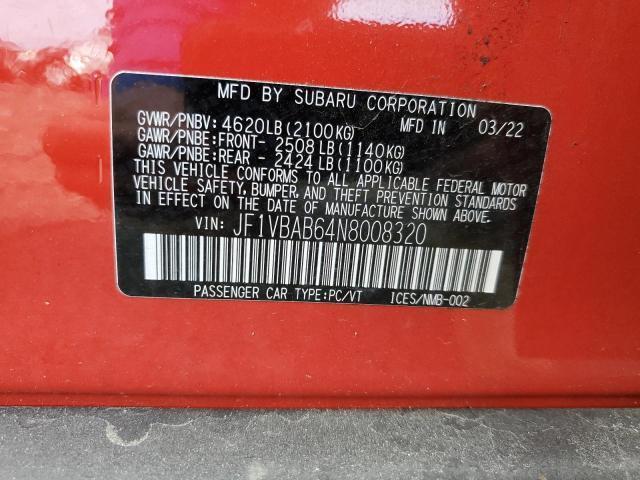 2022 Subaru WRX Differential Carrier Assembly OEM 2.4L Red 28K Miles
