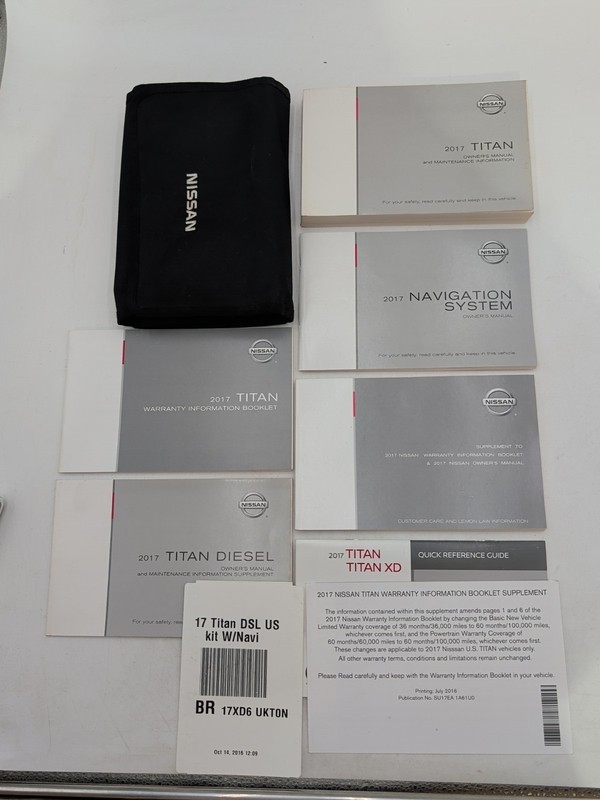 2017 Nissan Titan , SV, PRO-4X, SL,Platinum Reserve Owners Manual W/ Diesel Case