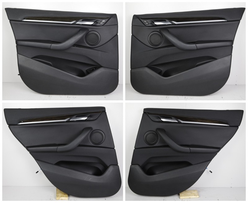 16-19 BMW X1 F48 Interior Door Panels Set Front Rear Left Right Black Trim OEM