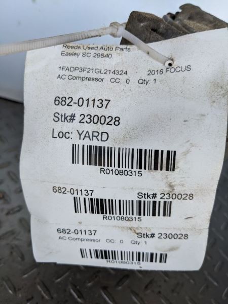 AC Compressor VIN 2 8th Digit Fits 14-18 FOCUS 1080315