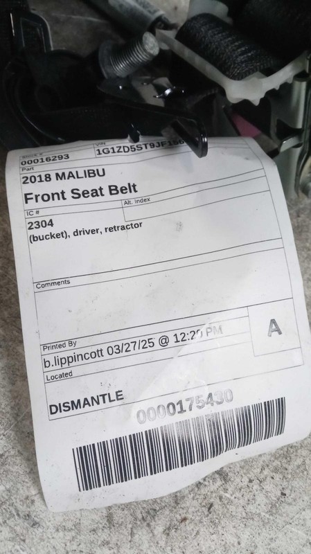 2018 Chevrolet Malibu TAN Seat Belt OEM 19367406 57000 Miles Used