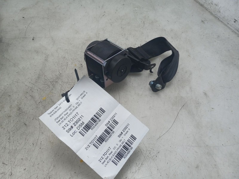 17 TOYOTA PRIUS PRIME REAR DRIVER LEFT SEAT BELT BLK-EA20